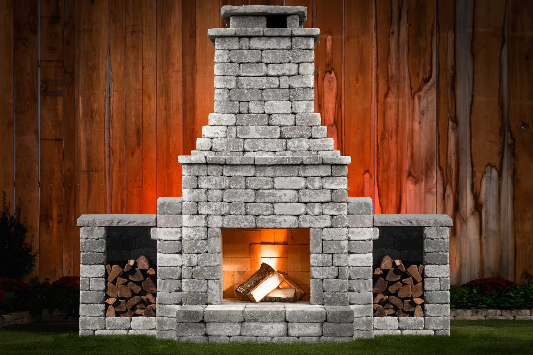 Customize your fireplace. Add wood storage boxes, seatwalls, and more!