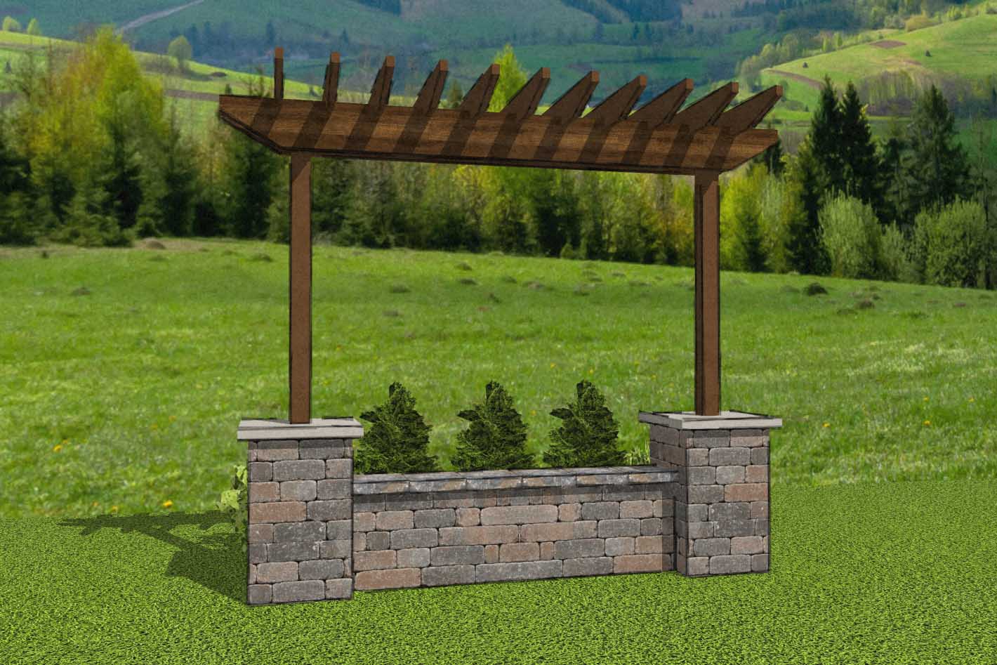seatwall design w/ pergola stand